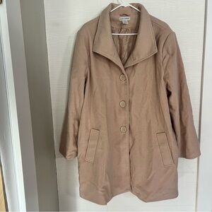 Jessica London Wool Blend Pea Coat Cream Size 24